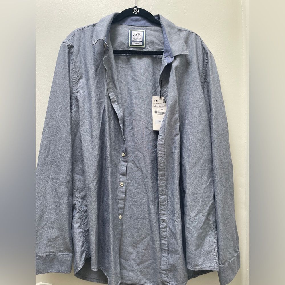 Zara mens blue button up